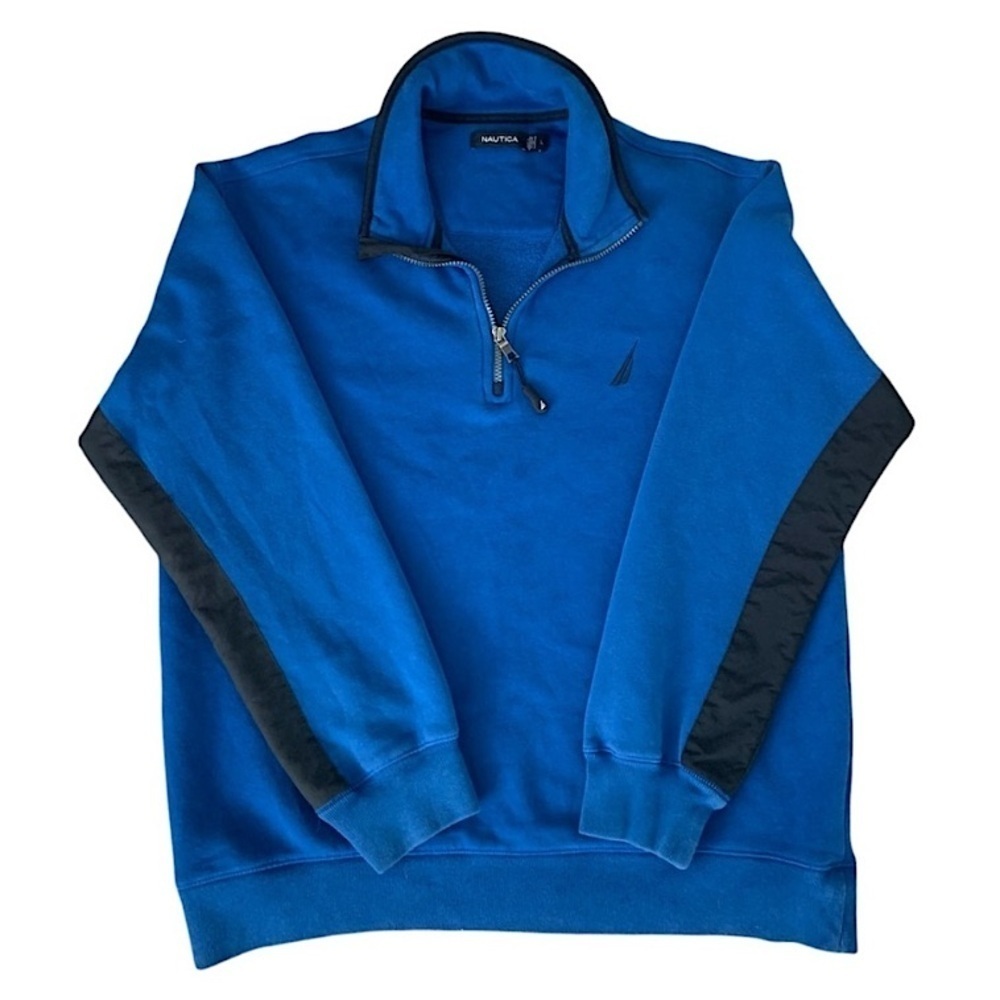 Nautica Men's Blue Quarter-Zip Outdoor Pull-Over